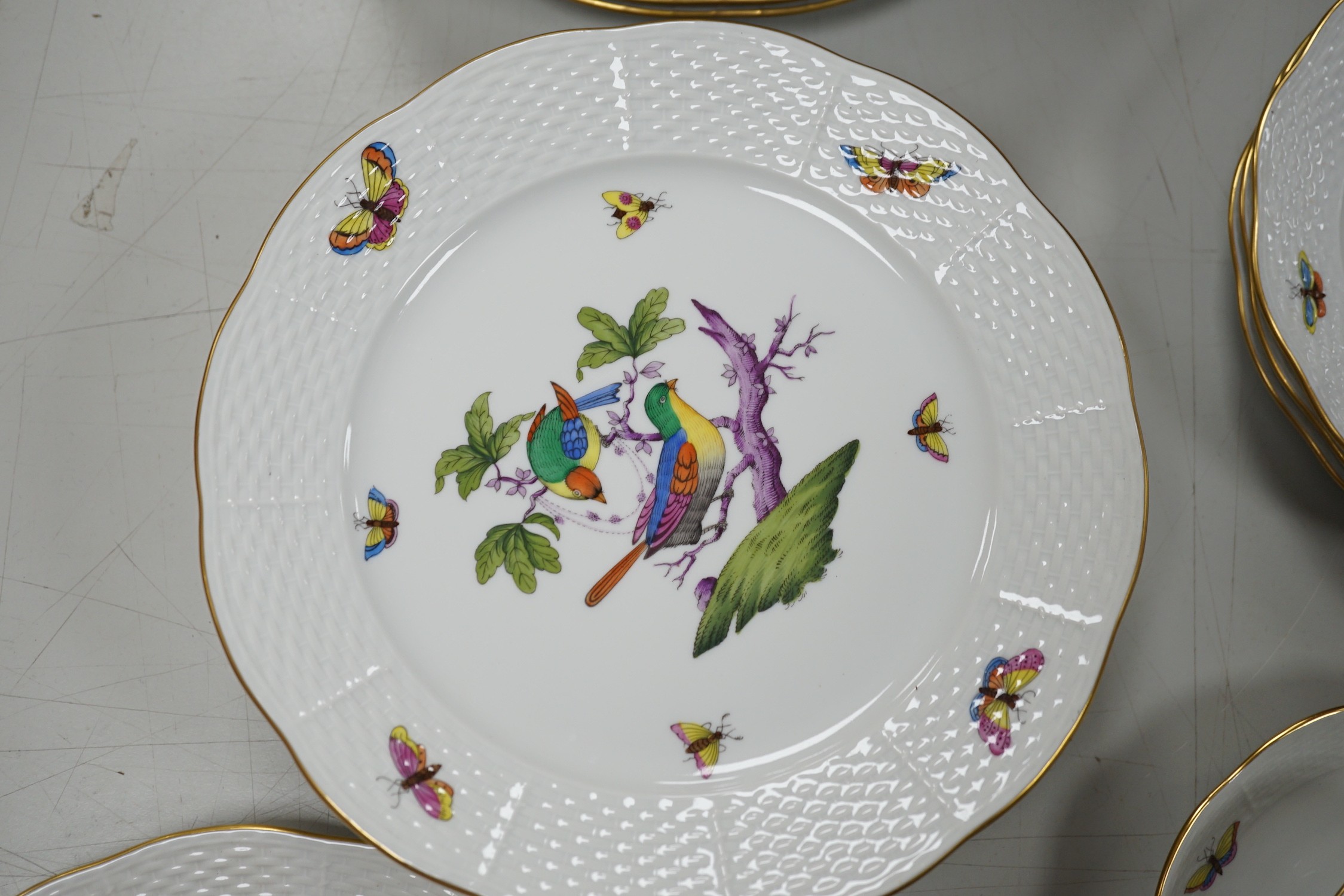 A Herend Rothschild Birds pattern part dinner service
